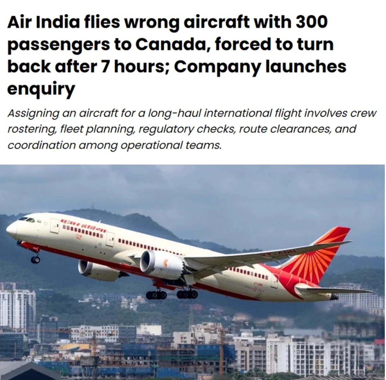 离谱：印度航空开错飞机300多乘客白飞8小时返回原地上周四，印度航空（Ai