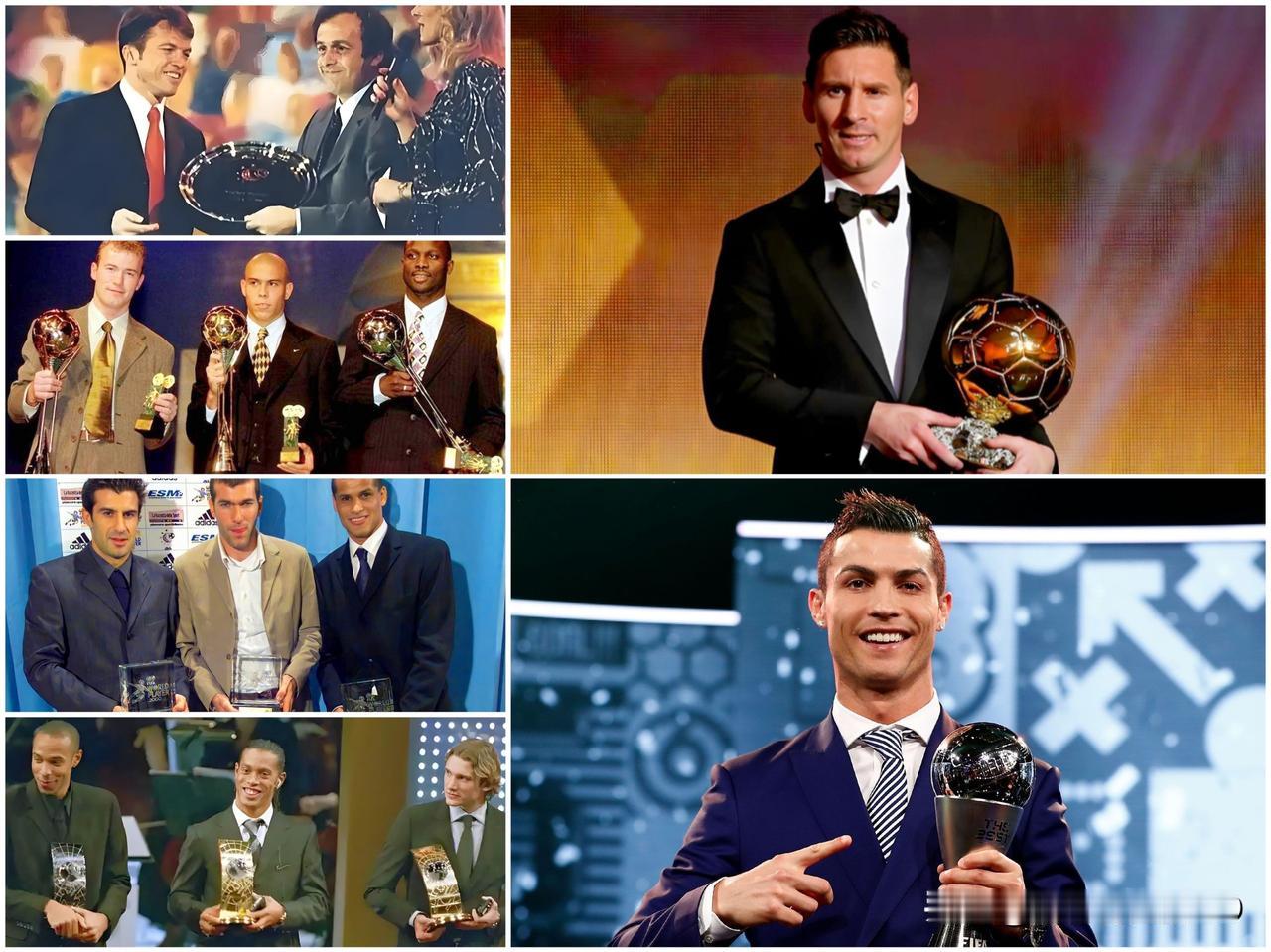 流水的奖杯，流水的先生。35届世界足球先生，18人当选过，颁发过6个不同奖杯!