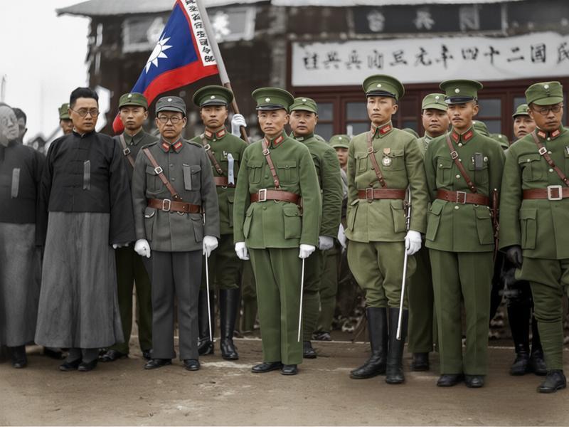 1935年1月，南京国民政府举行新年阅兵式，一群官员与高级军官整齐列队站立在前排