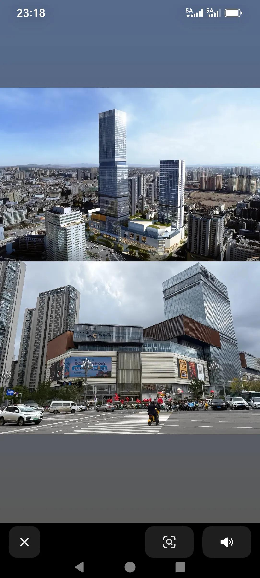 华润在昆明的万象城从画象到现实景象。如果真的是建成图中上面的景象昆明的城市界面会