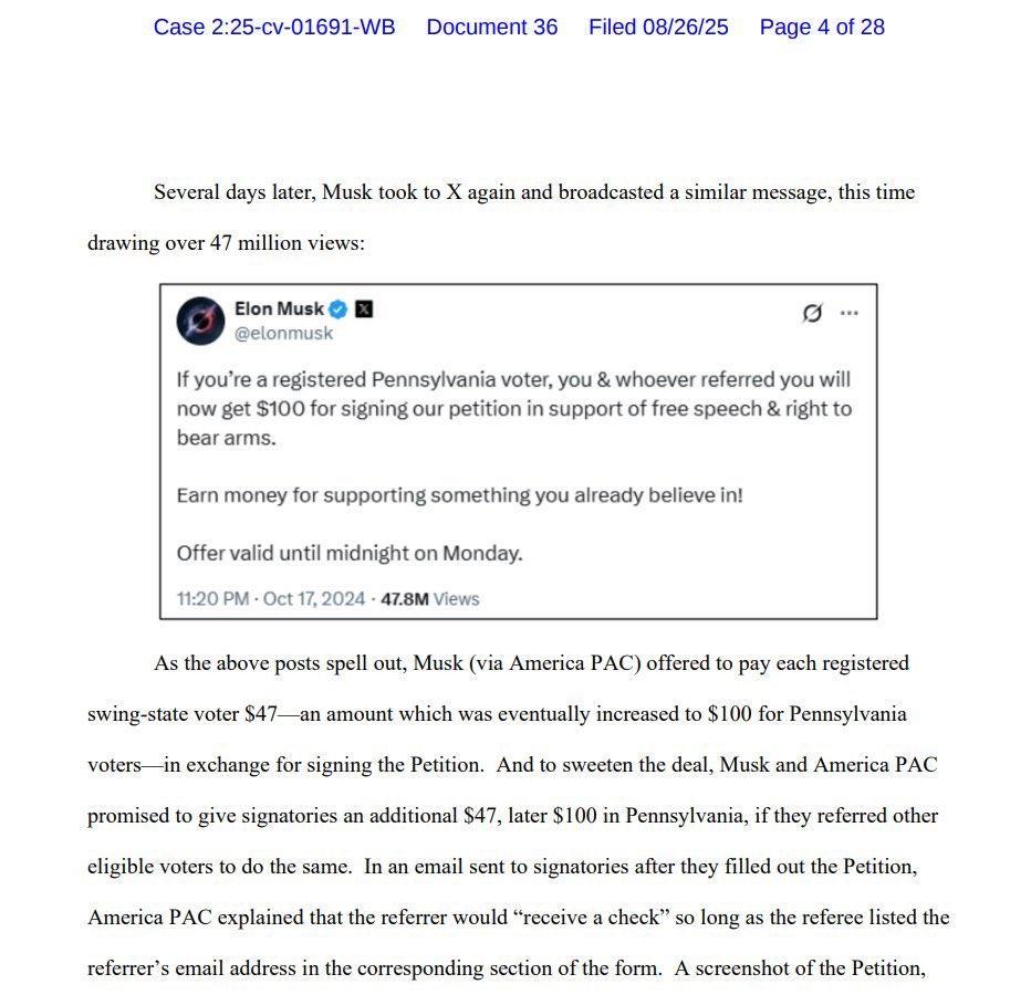 马斯克被当初那些签署了他在美国政治行动委员会（AmericaPAC）请愿书的人
