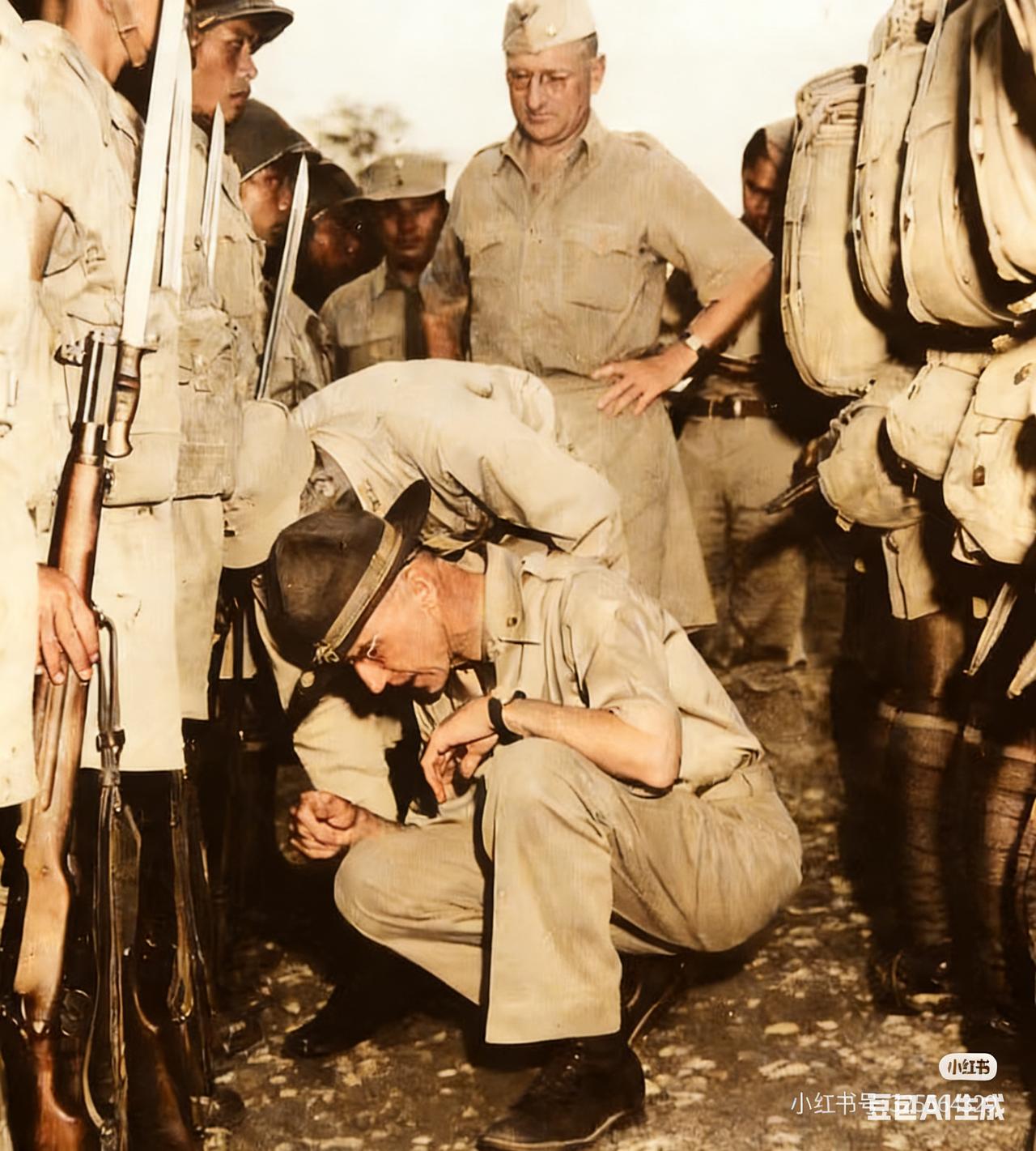 抗战老照片后期上色，美军在华军事人员对中方军队进行系统化训练