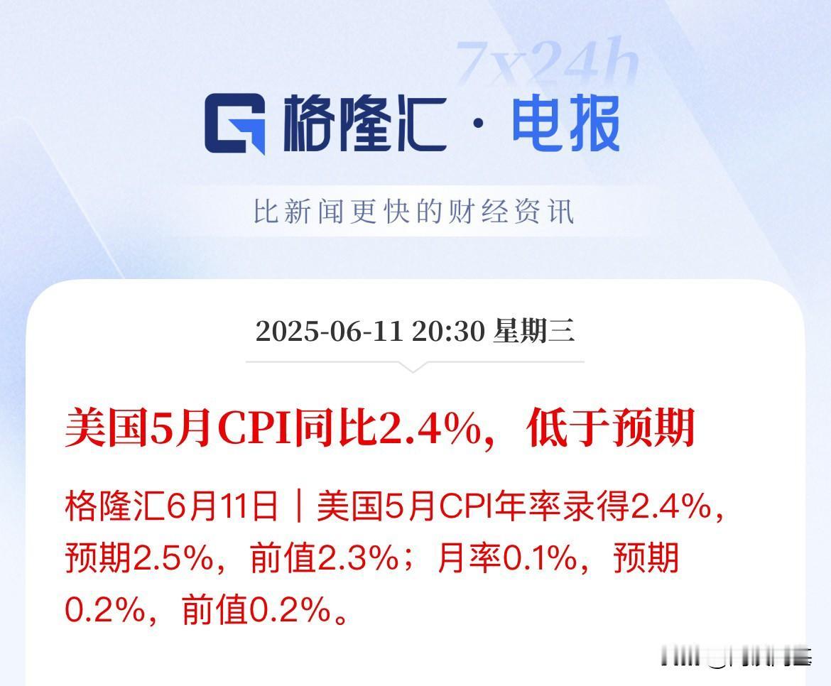 重磅数据出炉！关税政策后首份通胀数据出炉，低于市场预期，温和增长美国5月CP