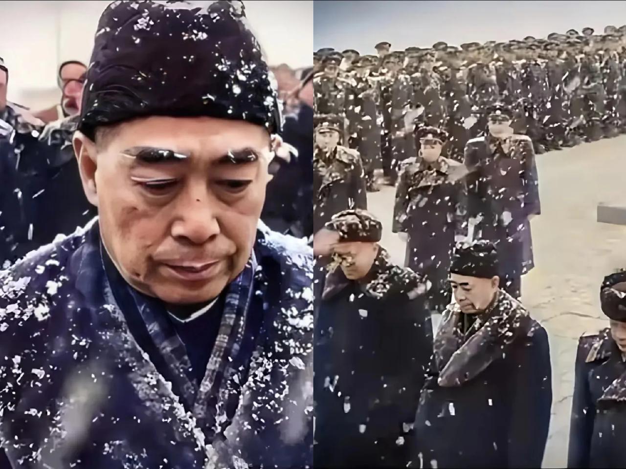 谁看了这张老照片能不心头一震?1958年的大年三十漫天大雪把朝鲜桧仓陵园盖得