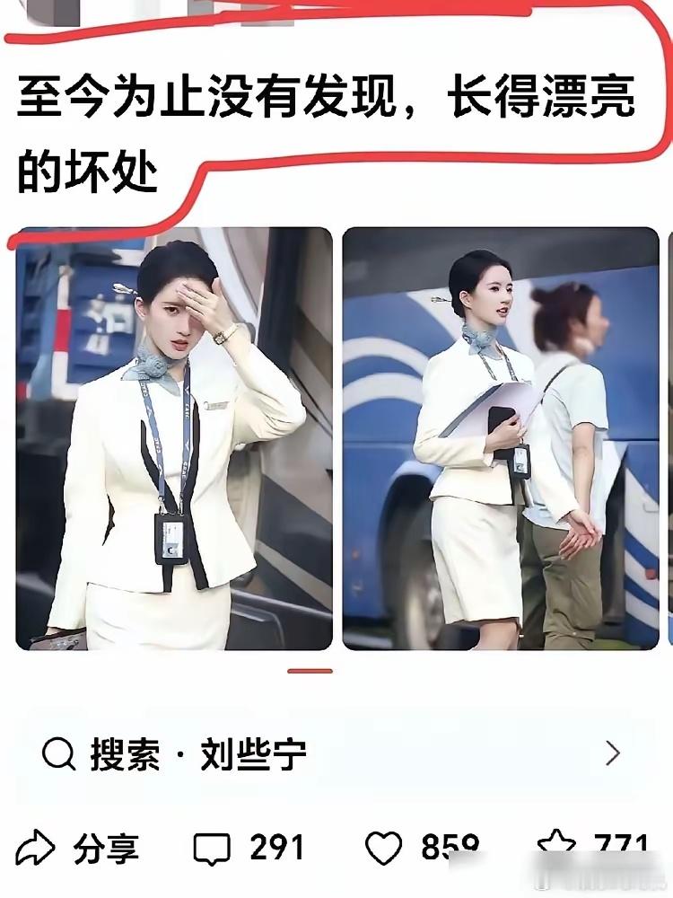 刘些宁这空姐造型一出来，评论区直接炸了。不是夸好看，是笑疯了。她对着魏哲鸣甩一句
