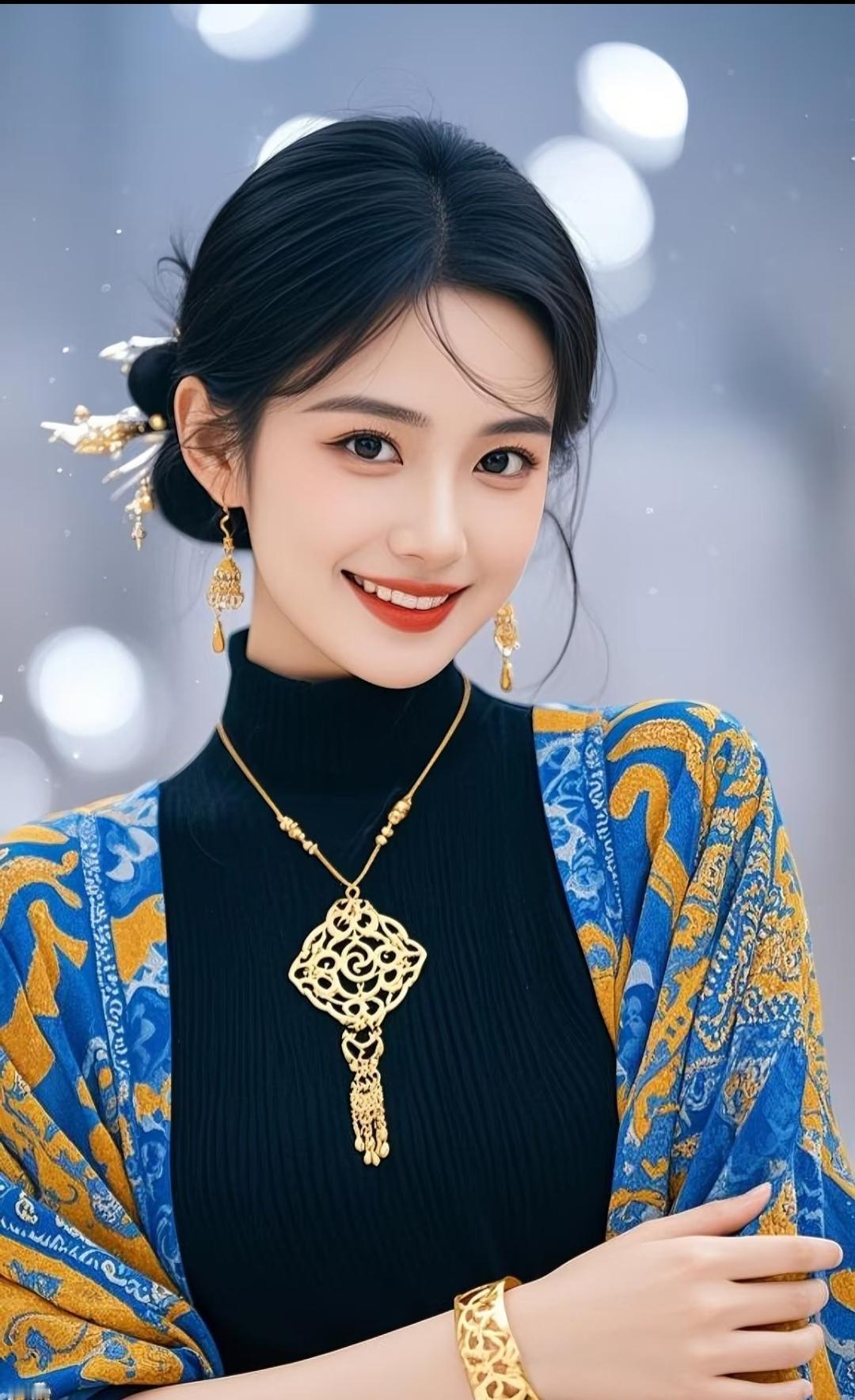 优雅古风美女，金饰点缀，尽显古典韵味。高雅气质美女美女人像群