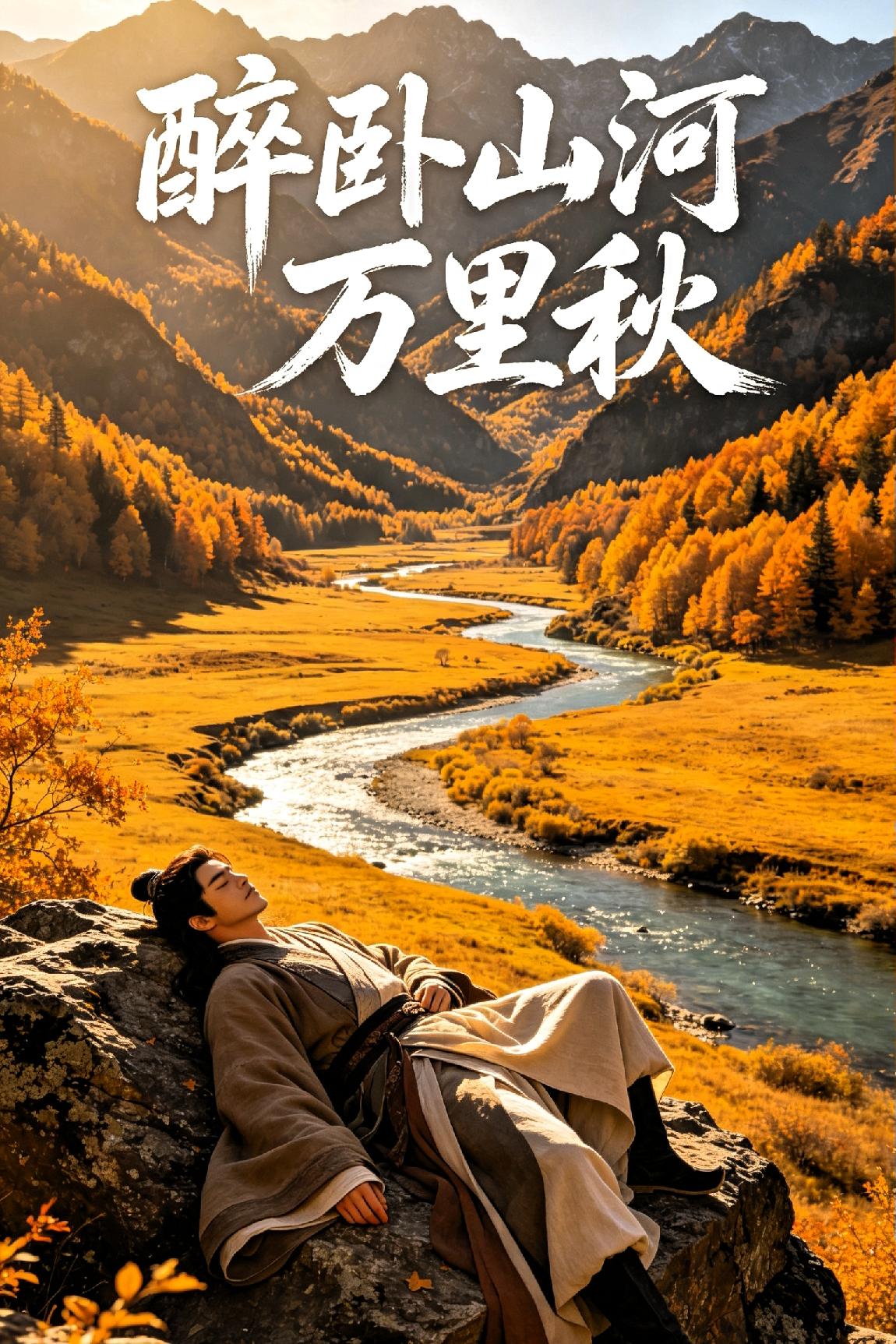 《醉卧山河万里秋》层峦叠嶂映清秋，远水长天自在流。雁渡寒云凝暮色，风