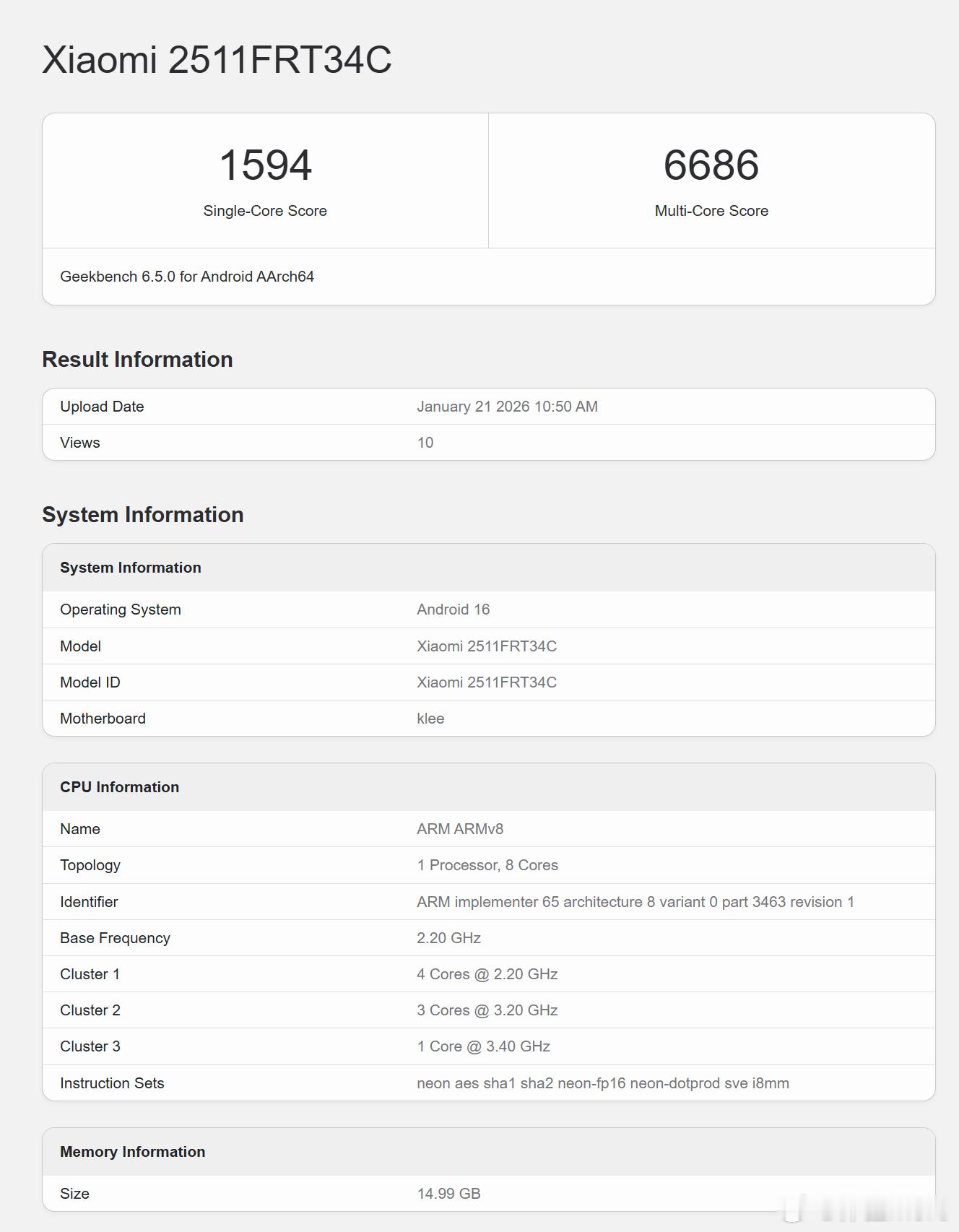 REDMITurbo5的跑分，可以看到搭载天玑8500，虽然你们都知道了。两