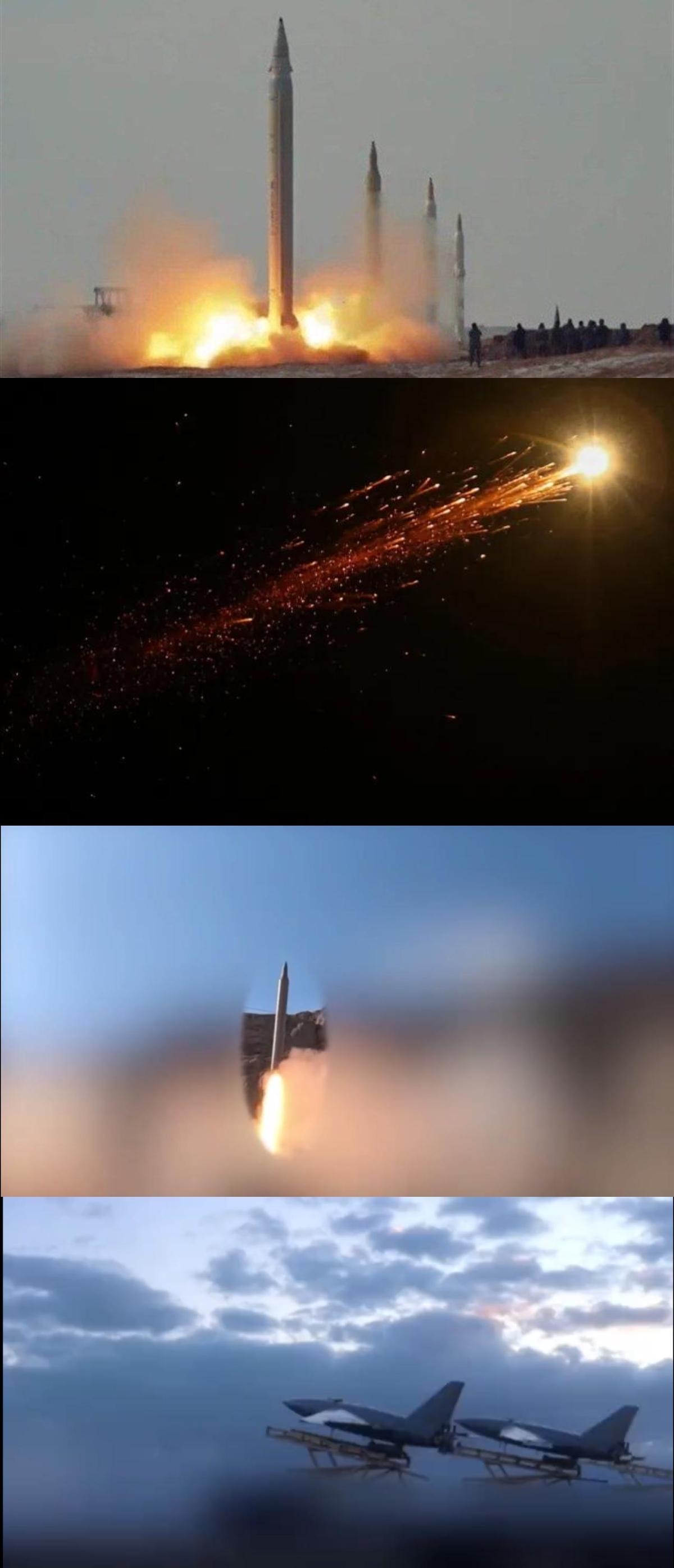 伊朗革命卫队发布了“真实承诺-4”第39轮画面，包括3枚流星-3，两枚加德尔配集