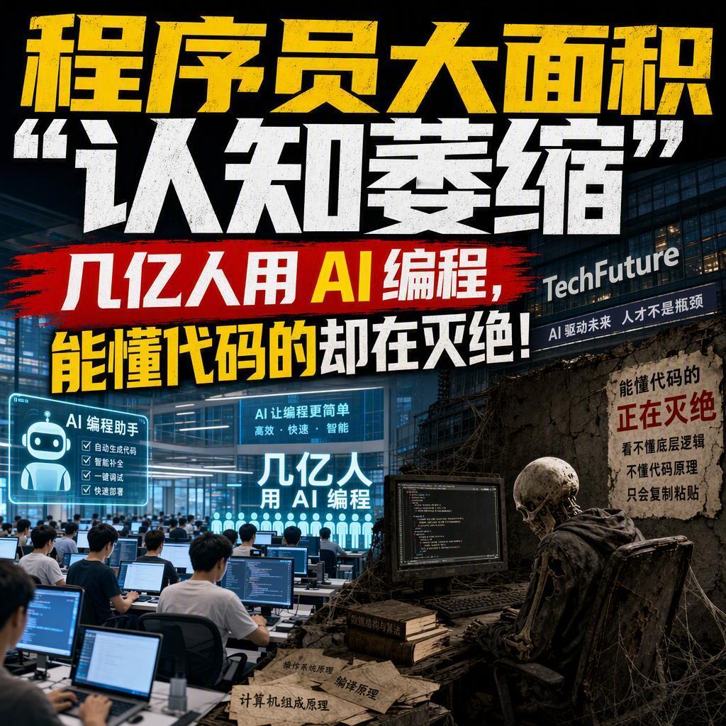 很多人以为，有了AI，人人都能变成编程高手。但现实是，会写代码的人正在加速消失