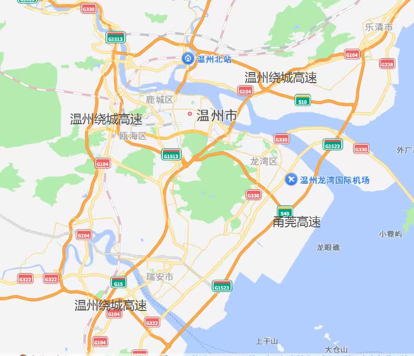 温州绕城高速编号S10，由北绕城、西南绕城（西绕城）与甬莞高速共同合围形成温州
