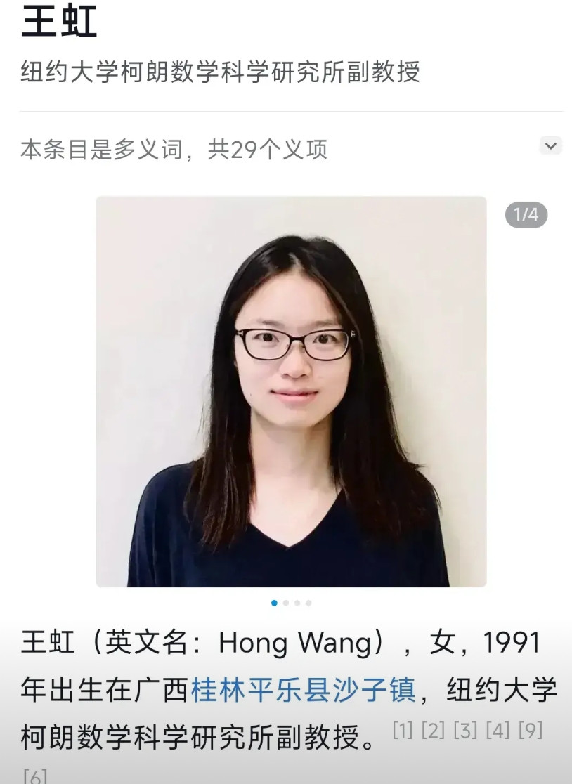 菲尔兹奖是数学届的诺贝尔奖，获奖者40岁以下，每4年颁发一次，颁发2-4位。王虹