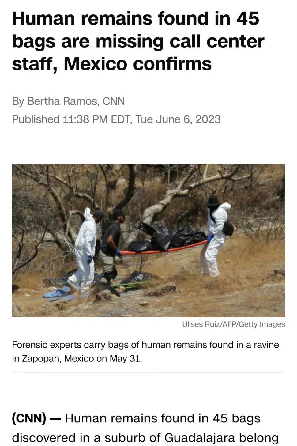 墨西哥一球场附近现456袋人体残骸这是墨西哥大小帮派杀人的传统。即使如此，去墨西