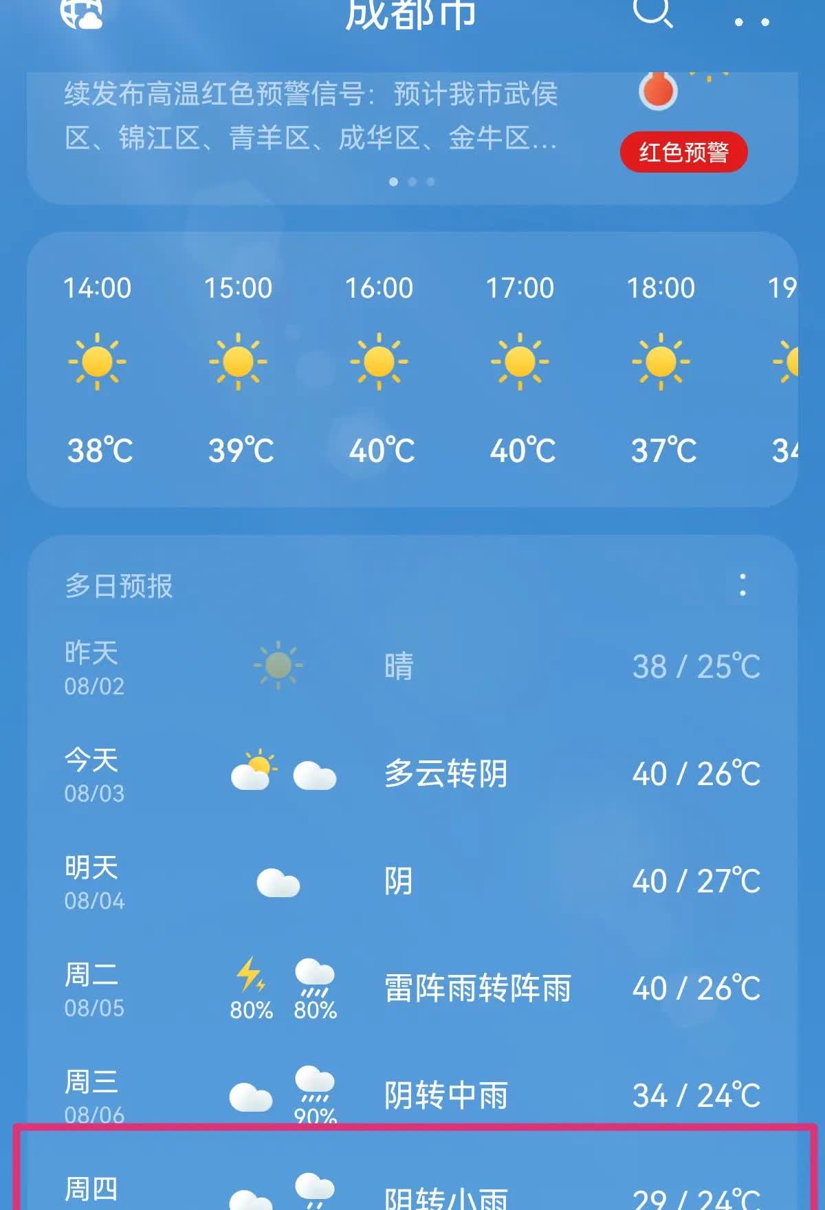 世运会的黑科技也只能关键时刻用。8.7日，最高温度29，瞬间下降10多度，天空蓝
