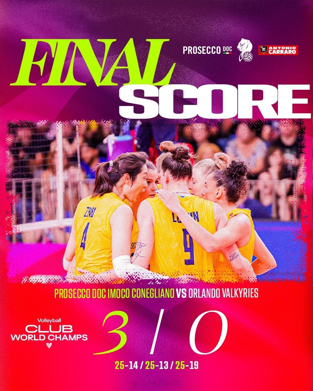 【2025女排世俱赛小组赛：科内利亚诺3-0奥兰多】北京时间12月10日凌晨，