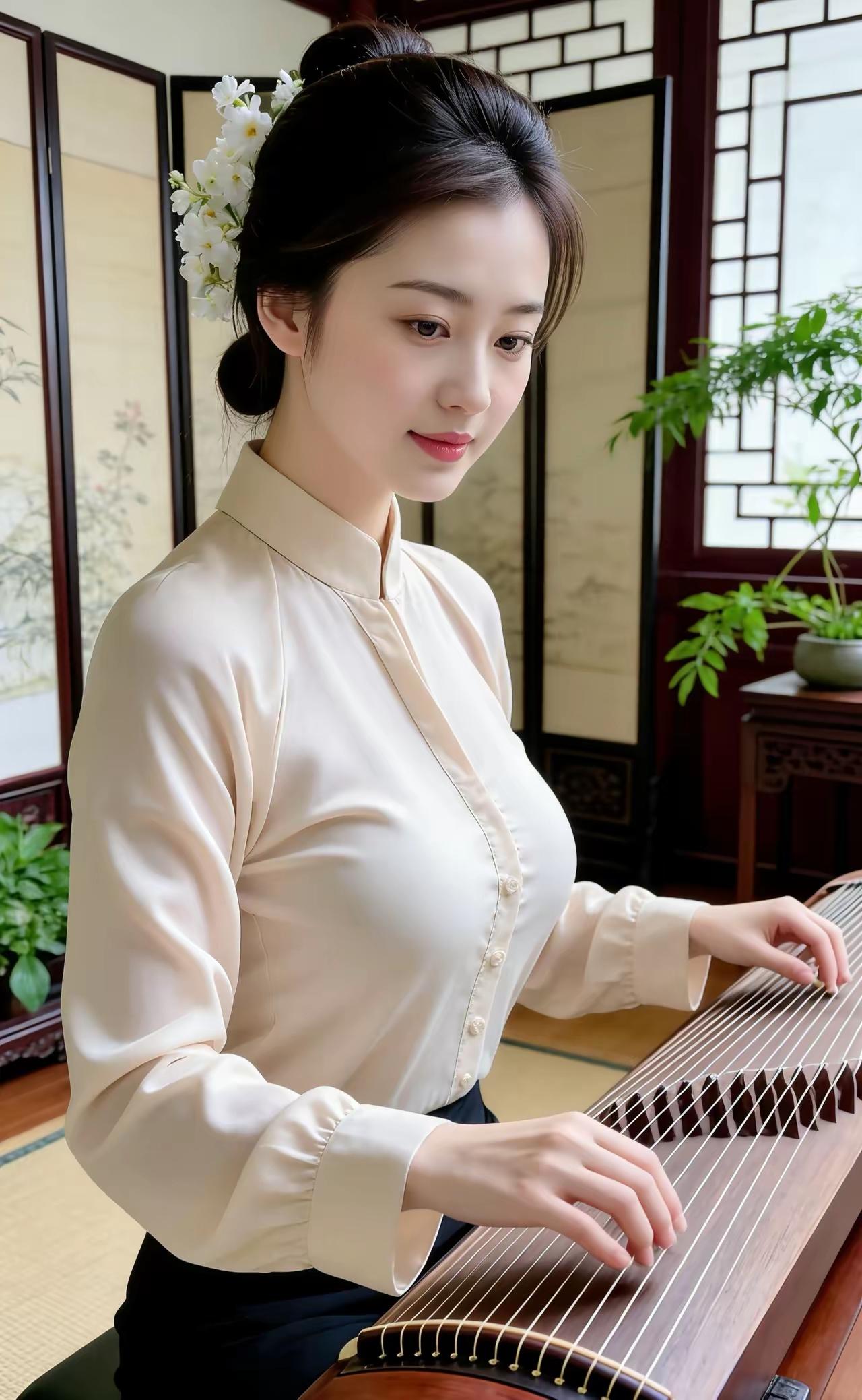 古典雅韵，古筝悠扬，花间美人，韵味十足。