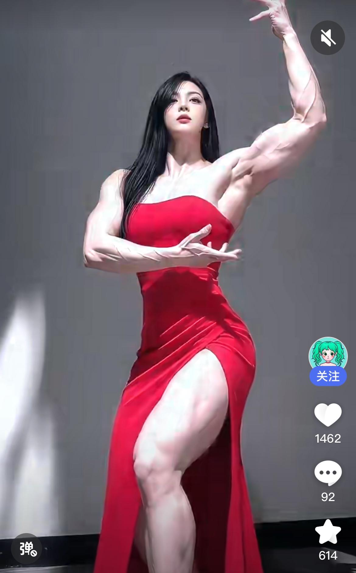 来看看这是AI不？以前看到的健美女孩都是皮肤黑黑的，可今天看到的，别有一份味道！