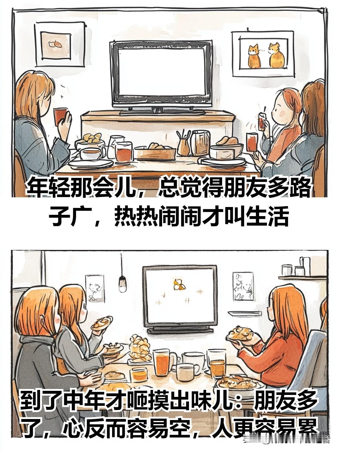 治愈漫画I人到中年才发现：朋友越多，活得越累