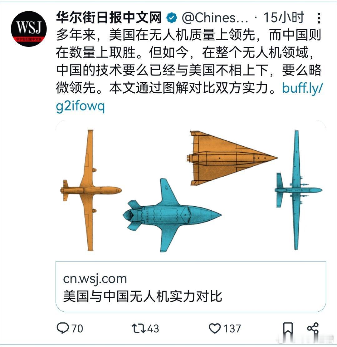 反贼：华尔街日报成大外宣了，中国无人机怎么会比美国强呢？我不信，我不信！