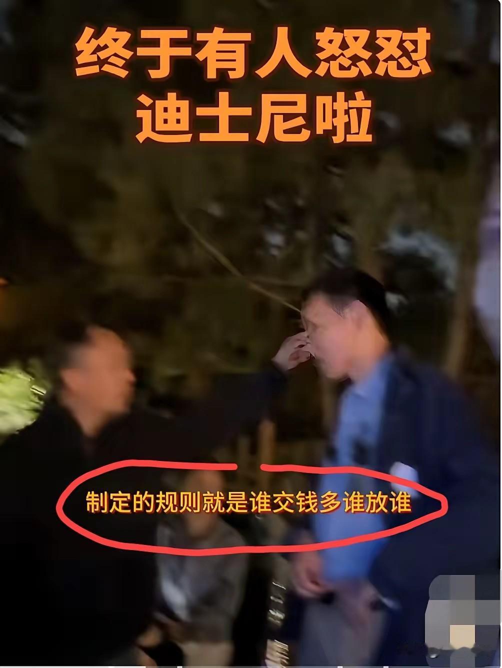 我站在上海迪士尼门口，手里挥舞着十块钱，保安拼命拦着不让进.我不由大喊：“谁交