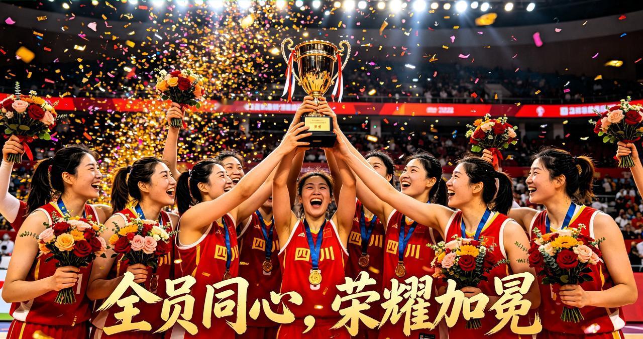 四川女篮全队捧起总冠军奖杯，这一冠远比想象更有分量不止夺冠！四川女篮捧杯瞬