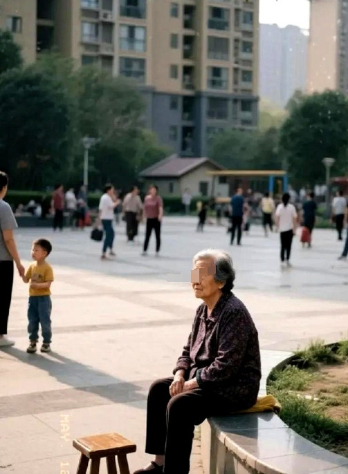 小区有个老太太，怕在家里儿媳嫌弃。只要不刮风下雨，就在楼下的广场里待着，后来