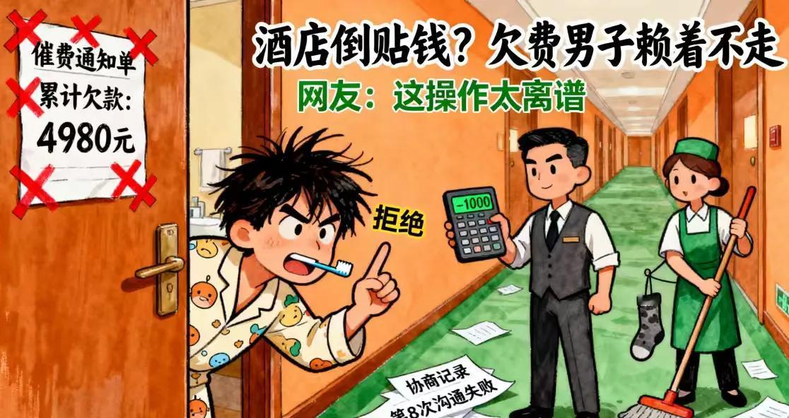 住客欠5000元房费“稳如泰山”，酒店倒贴钱求搬反被呛“去起诉我”重庆一家