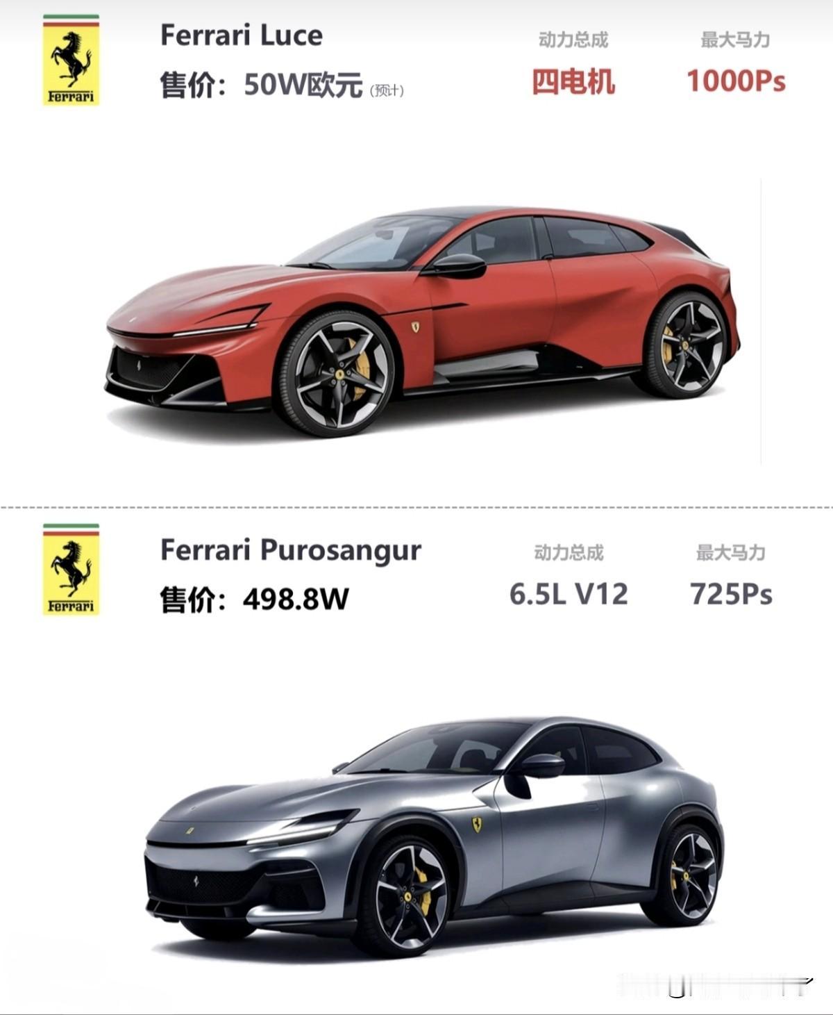 我以为法拉利的电动车应该张图一，没想到出来是图二…不是法拉利你干什么呢？整的像莲