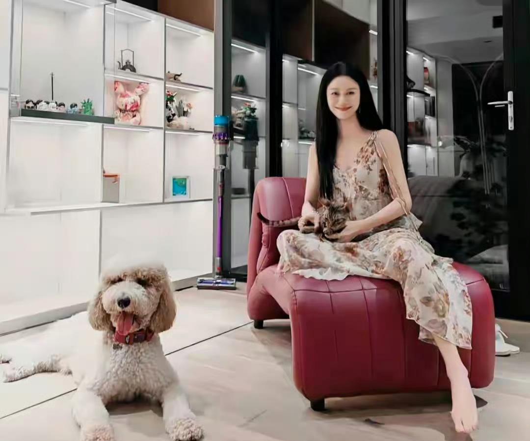 倪虹洁这日子，真让人眼红。上海住着别墅，家里没孩子闹，养了13只猫猫狗狗当团宠。