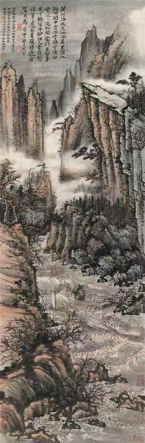 清代山水画分为两条路线。四王恪守南宗传统，侧重师法古人笔墨；石涛《苦瓜和尚画语录
