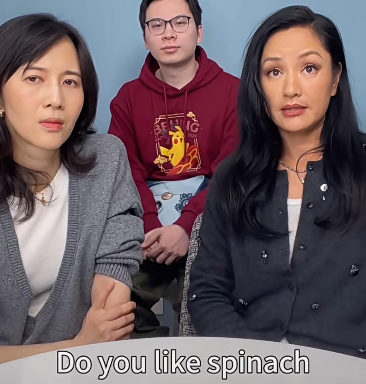 瞿颖说：“我在泰国的时候，有次出去买菜，菜摊老板用英语问我喜欢菠菜吗？我还以为老