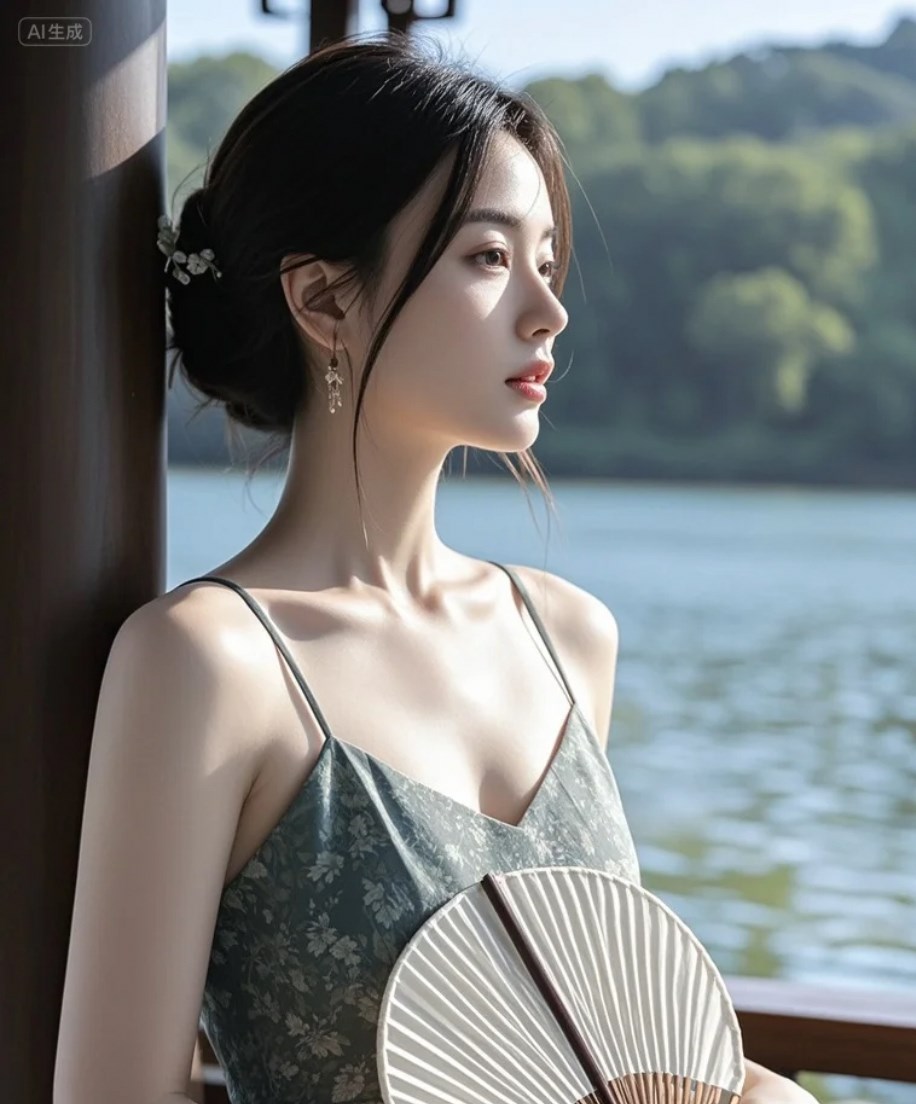 她的眼神，比湖水还要深邃