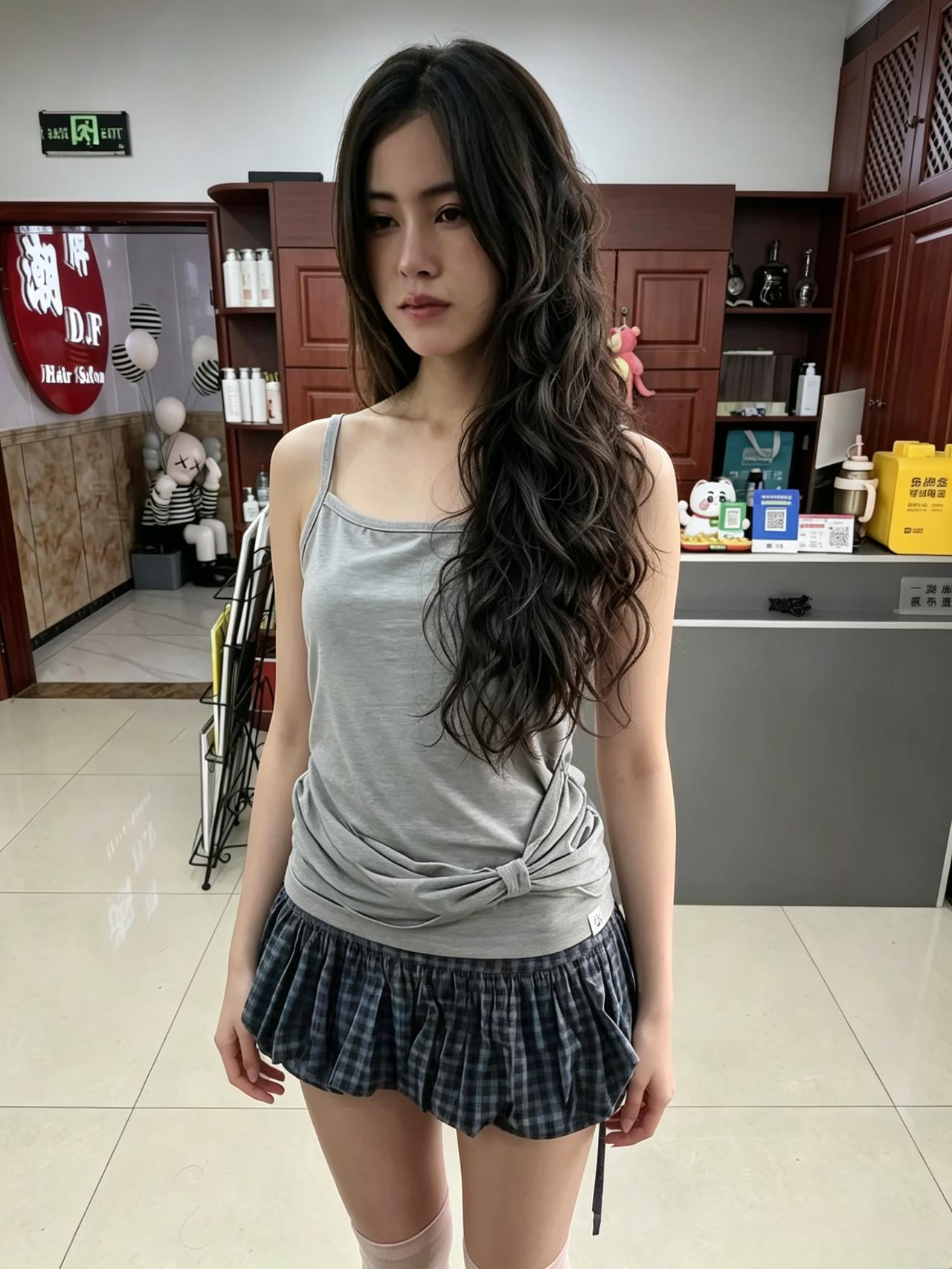 厅堂浅浅日光铺，秀立亭亭意态舒。卷鬓轻衣添逸韵，嫣然清气世间无。
