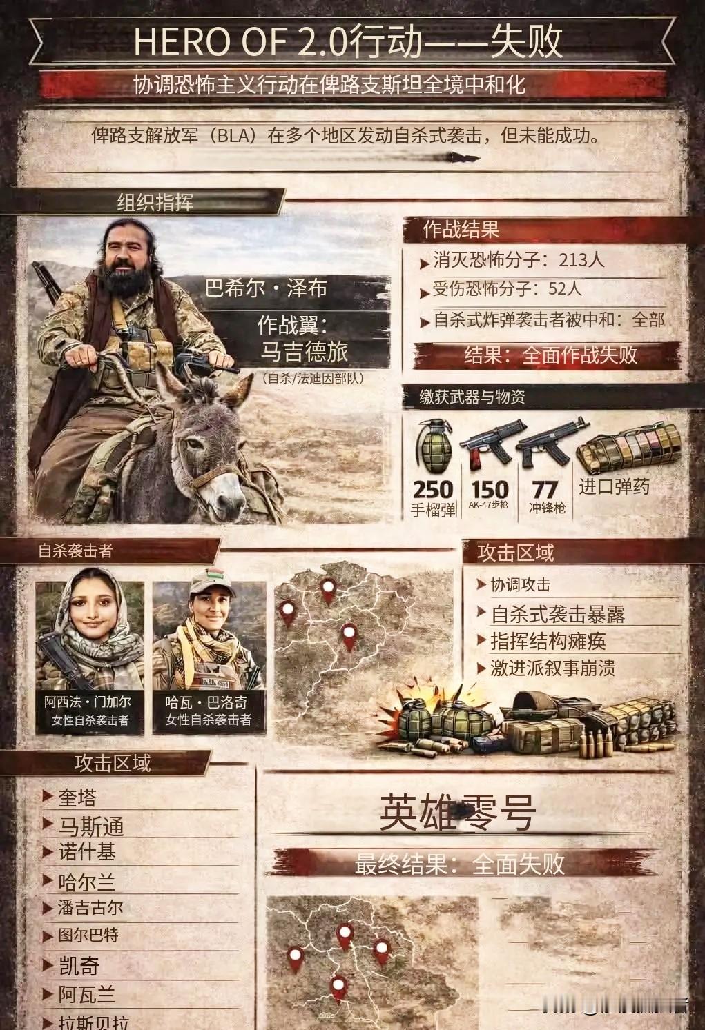 巴基斯坦取得罕见大捷，给中国人报仇了。一战击毙俾路支武装分子213人，打伤52人