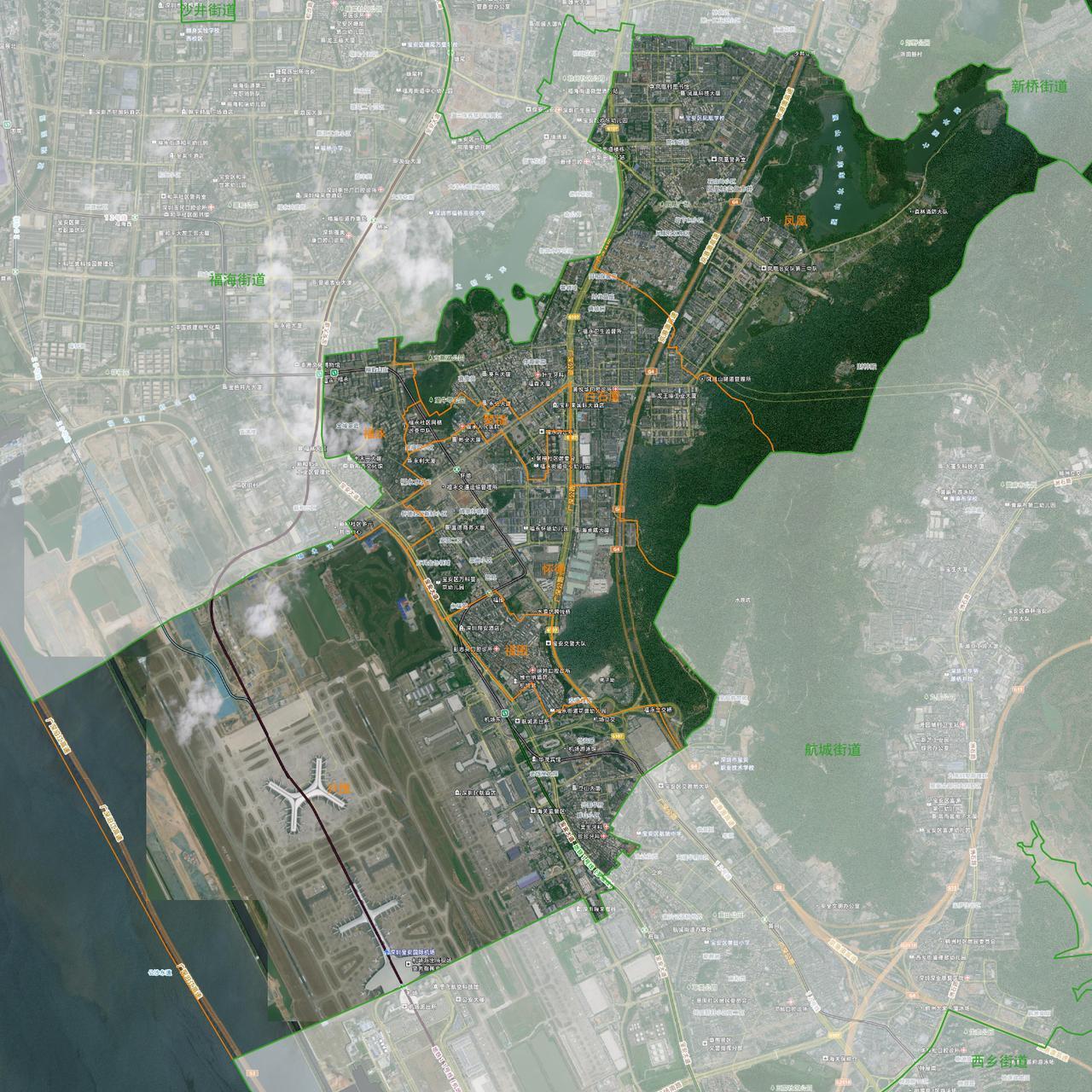 深圳市宝安区福永街道7个社区分布图福永街道隶属广东省深圳市宝安区，地处宝安区西