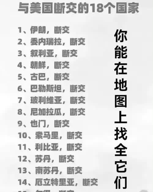 世界上与美国不共戴天的十个国家！—，伊朗！二，朝鲜！三，古巴！四，委内瑞拉！