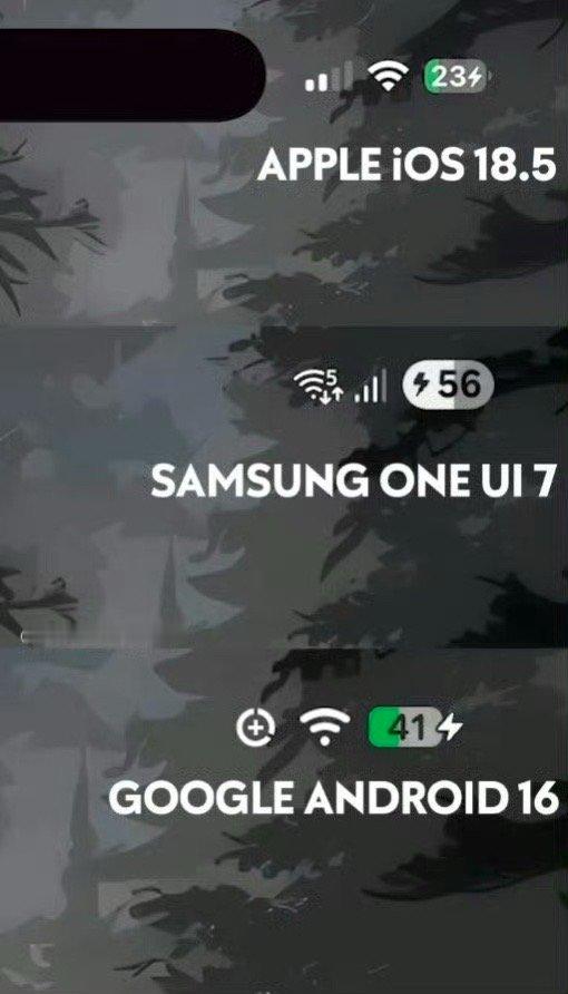 iOS18.5&OneUI7&Android16充电图标对比