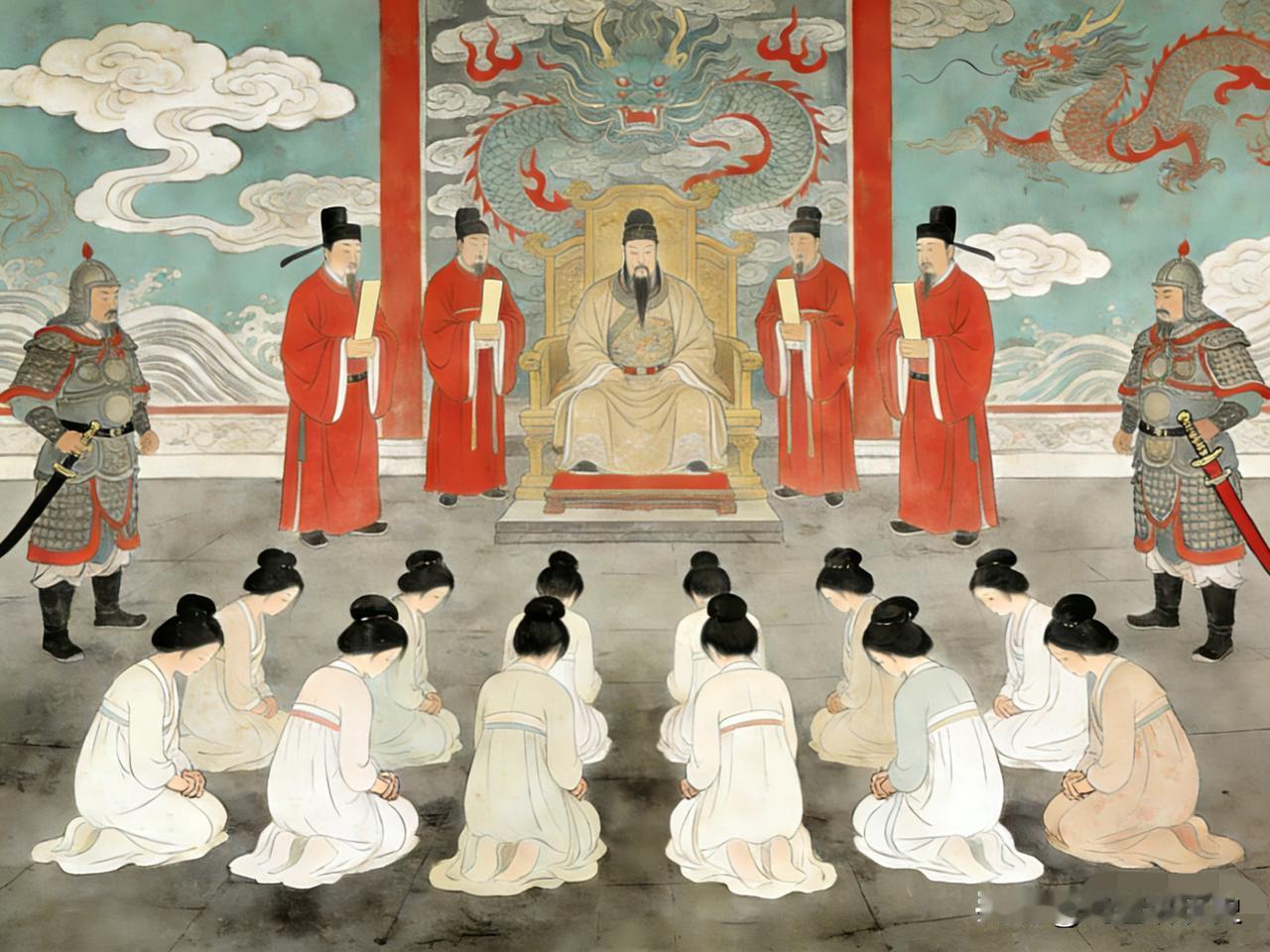 黄巢败亡后，官兵俘获了黄巢的妻妾。唐僖宗责问她们，“为何从贼？”众女子瑟瑟发