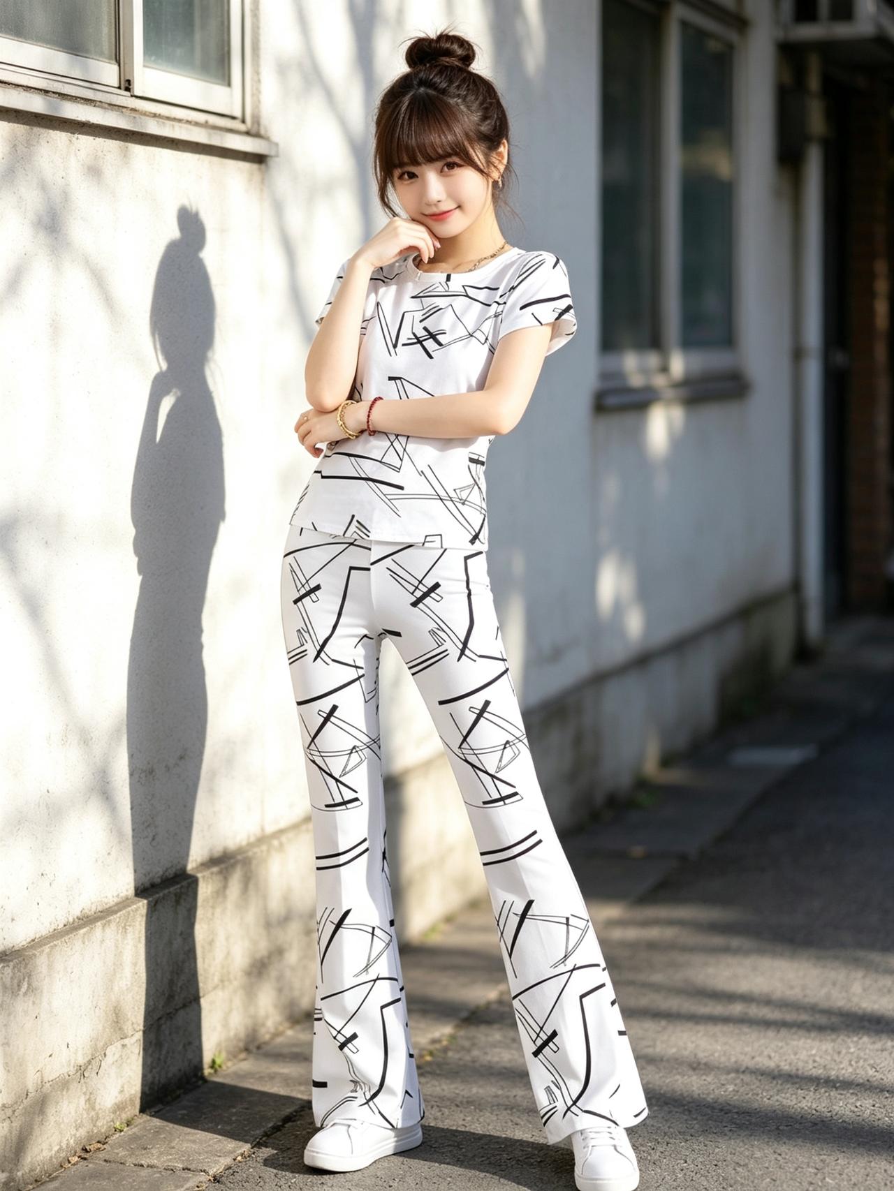 元气少女穿搭指南，黑白几何图案，时尚又百搭！👗👖👟优雅自信穿搭分享纯真少