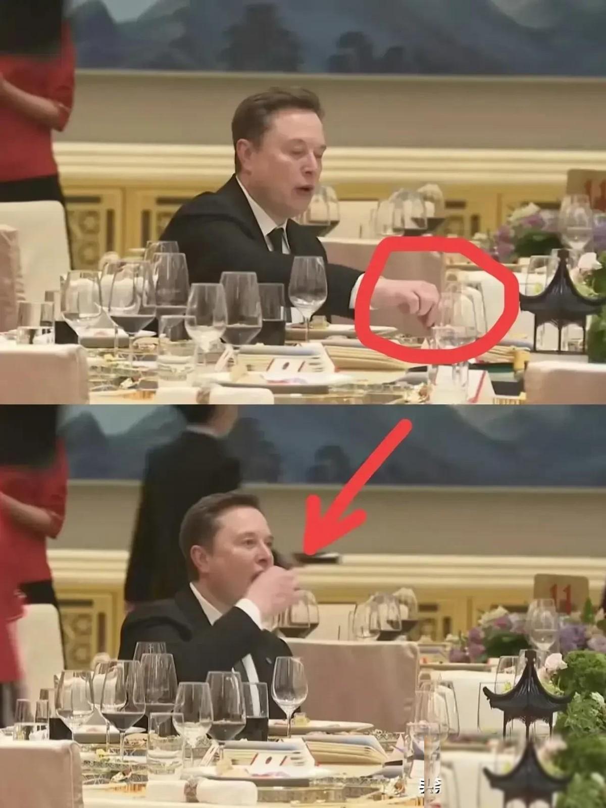 看这三幅图，真的要笑了!图一，世界首富马斯克在欢迎晚宴上，周围那些权贵全忙着端