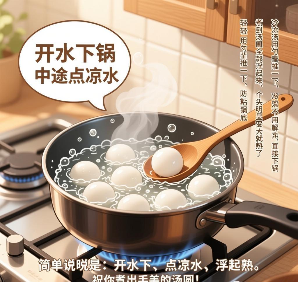 煮汤圆要用热水，但不同阶段有讲究：开水下锅水烧开后把汤圆放进去，这样汤圆表面