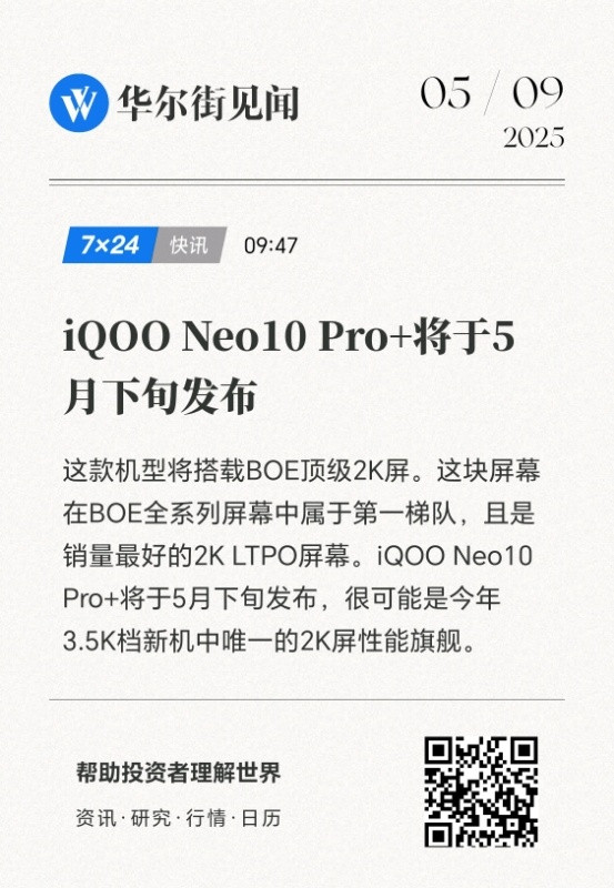 iQOONeo新机有消息了，这次在屏幕方向上爆发了，直接用上了旗舰机同款的BO