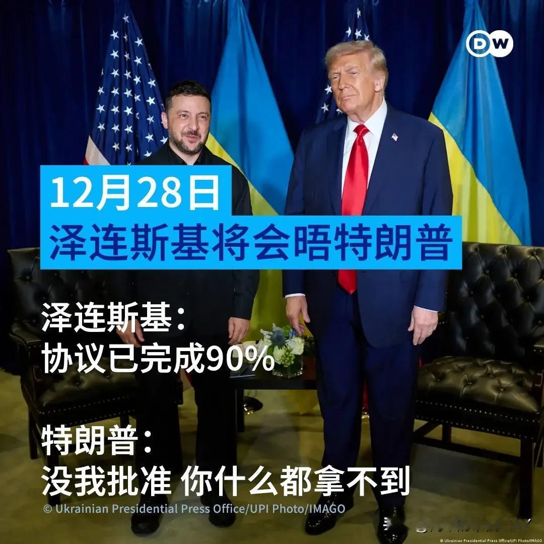特朗普的威胁够直接！当地时间12月28日下午，特朗普将与泽连斯基在佛州海湖庄园会