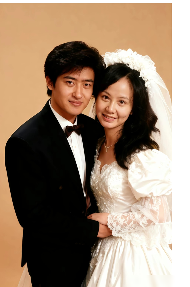 刘欢年轻时的结婚照被翻出来了，五官精致得不像话，身形清瘦，站在那像个文弱书生。再看后来舞台上的他，宽