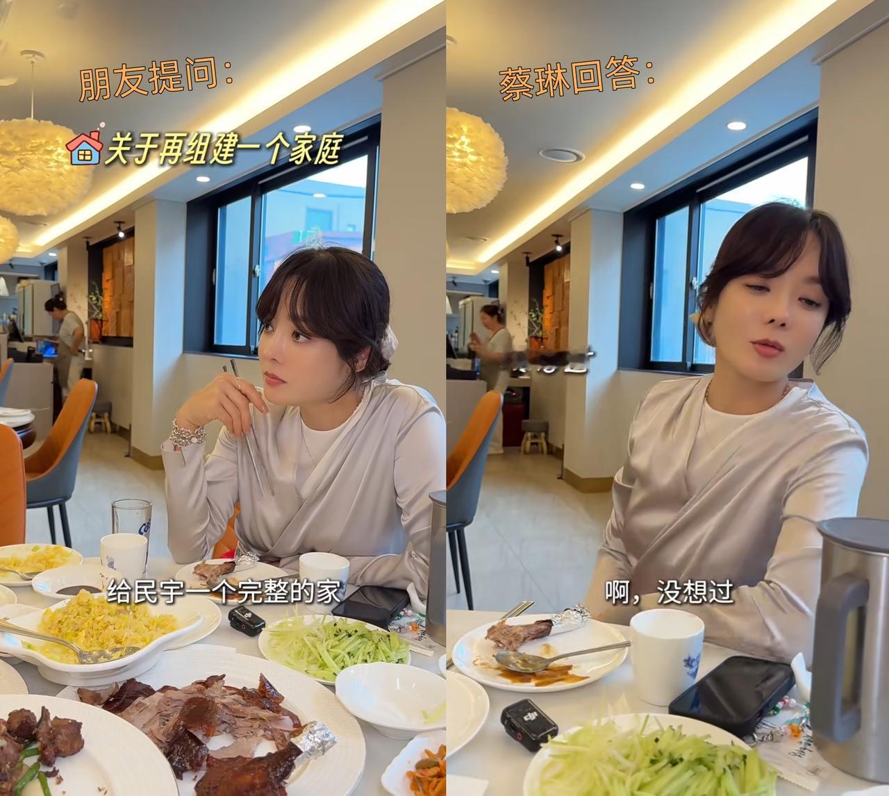 46岁女星蔡琳，带7岁儿子去吃北京烤鸭，居然被问会不会再“重组”一个家庭！儿子