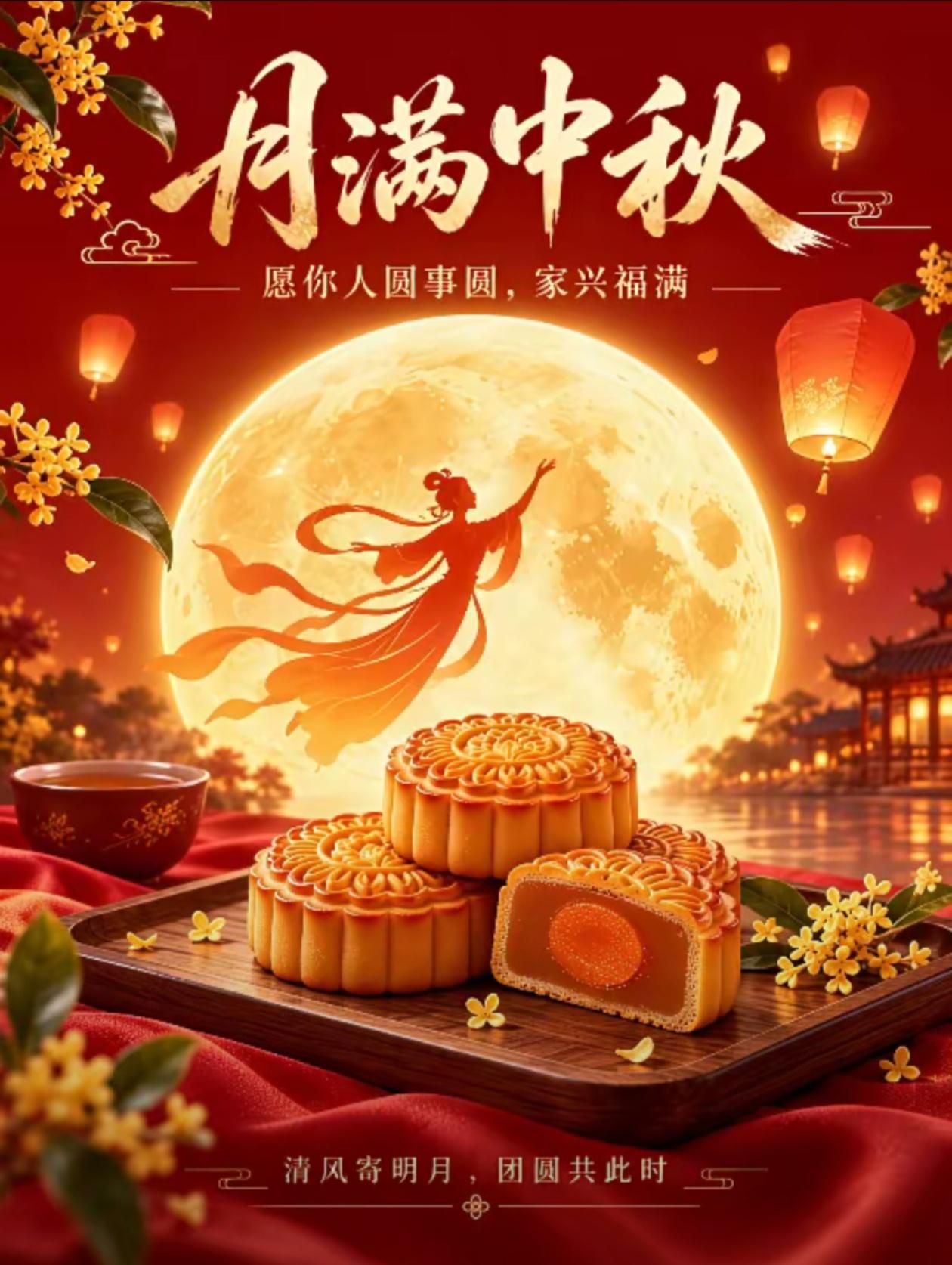 2026./9月25日，月满中秋庆团圆，桂绽倾城月正圆🍁🏮一