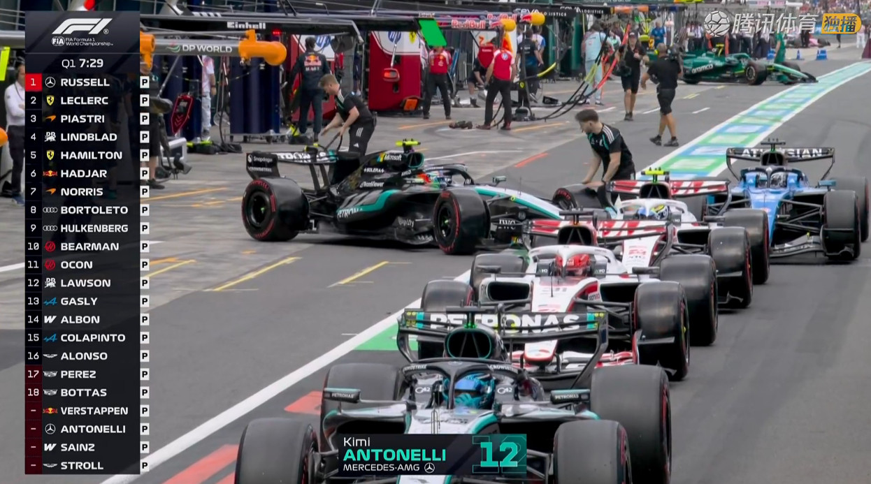 梅赛德斯奇迹啊！！！安东内利驶出P房准备参加排位赛。潘子这次红旗也间接送上了“助