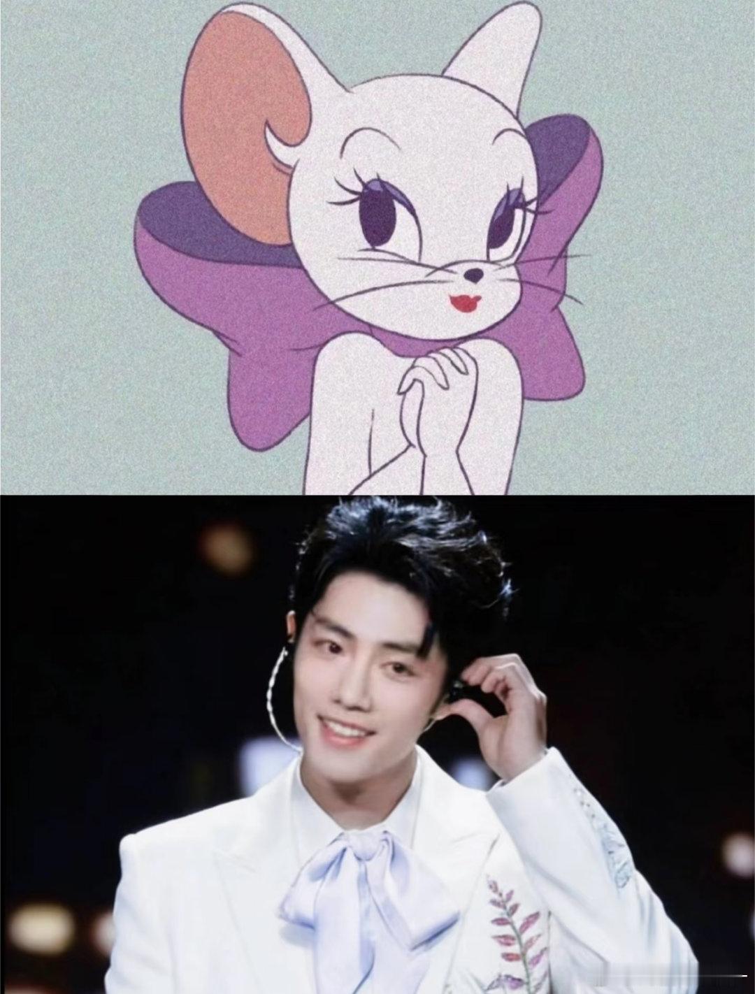 肖战这套衣服加上一个蝴蝶结好像汤姆猫里的小白猫！！！