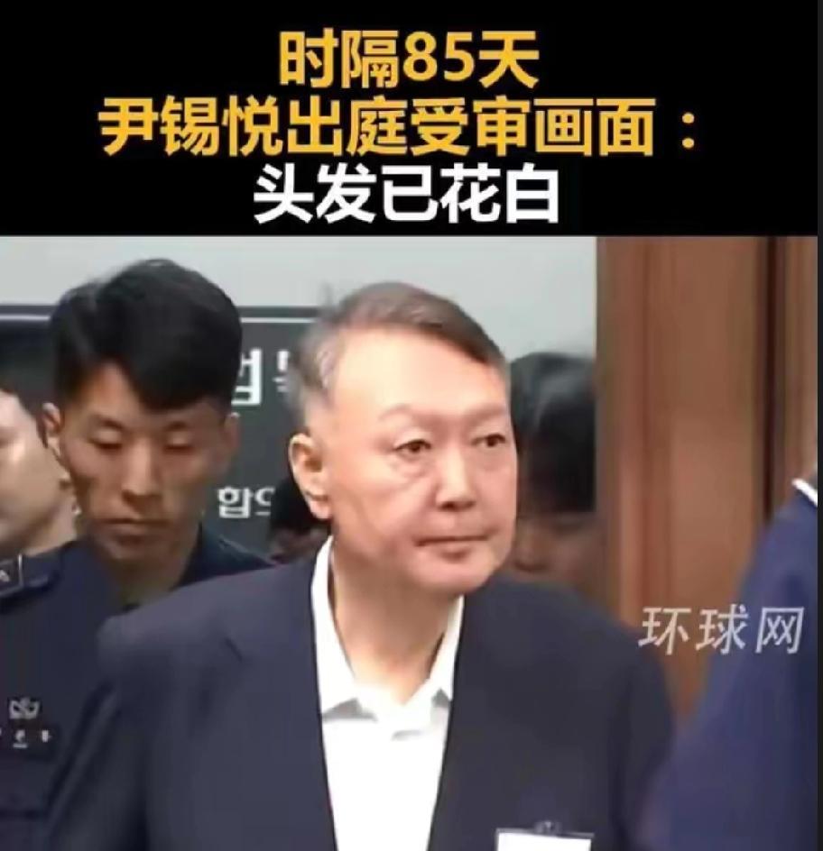 时隔85天，韩国前总统尹锡悦，公开受审，这体型明显瘦了一大圈，都快成瓜子脸了，头