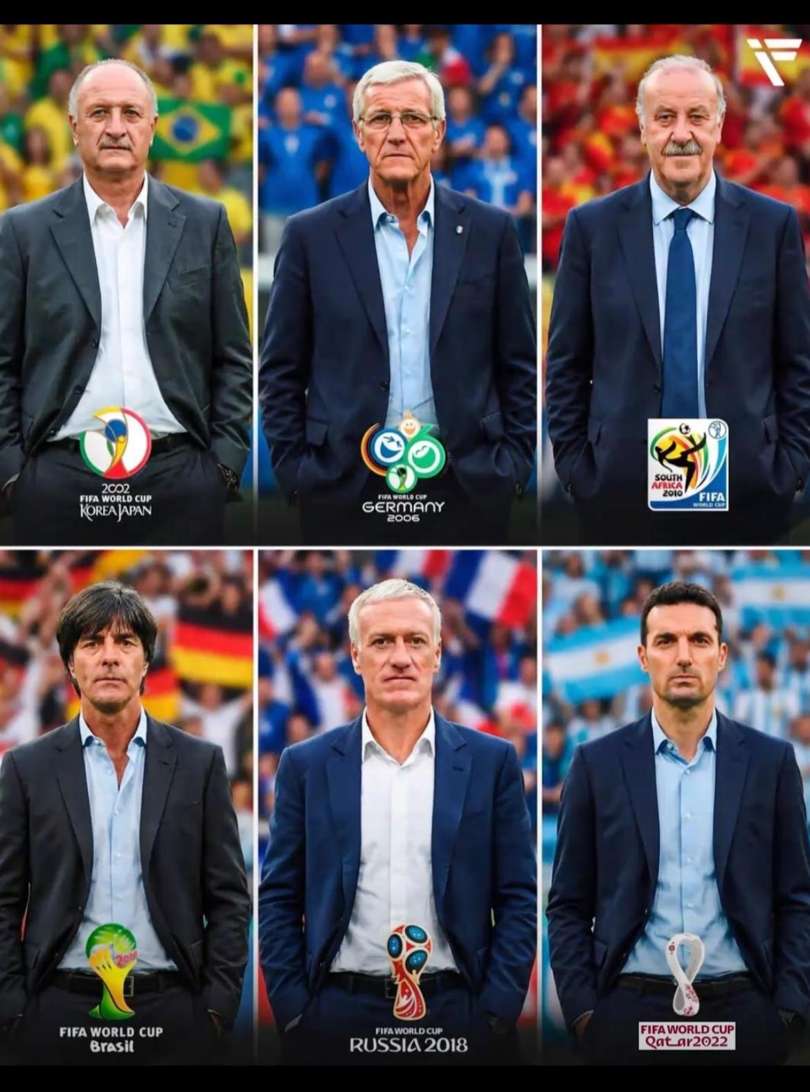 过去六届世界杯冠军都是名帅，今年又将诞生一位。斯科拉里，里皮，都在世界杯成功